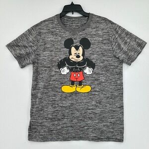 Disney Mickey Mouse Tshirt Mens M Gray White Gym Workout Buff Gains Activewear
